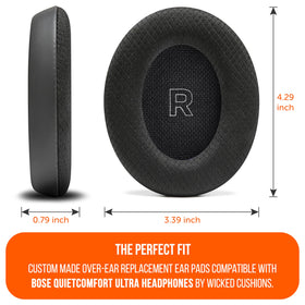 WC side profile showing extra thickness for restored earcup spacing benefit