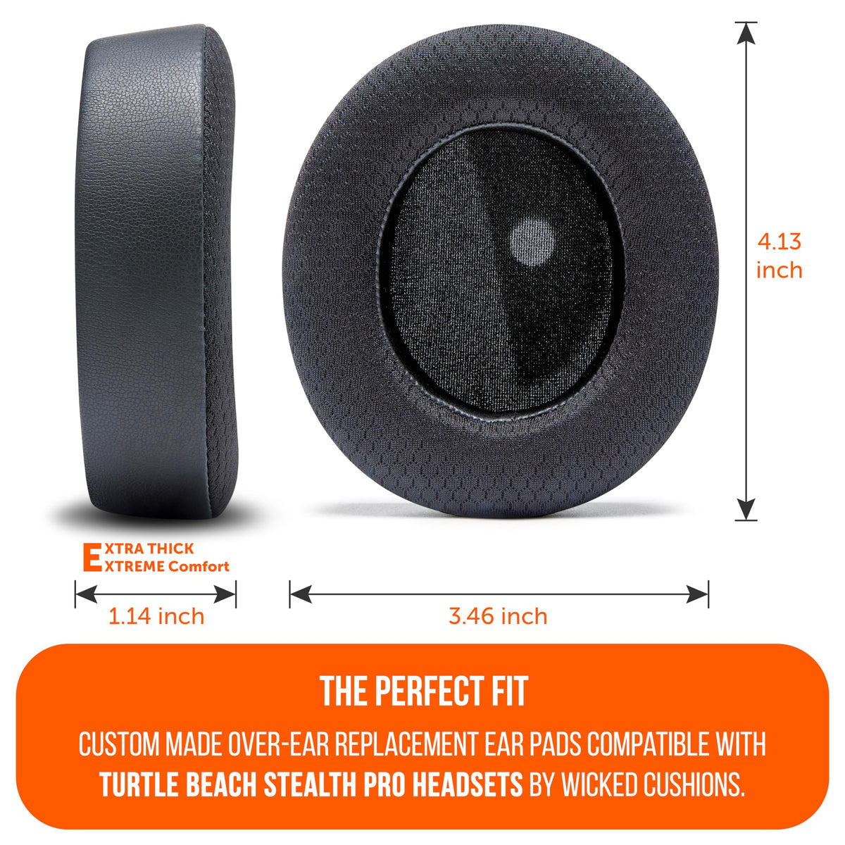 WC earpads installed on Turtle Beach headset for secure fit benefit