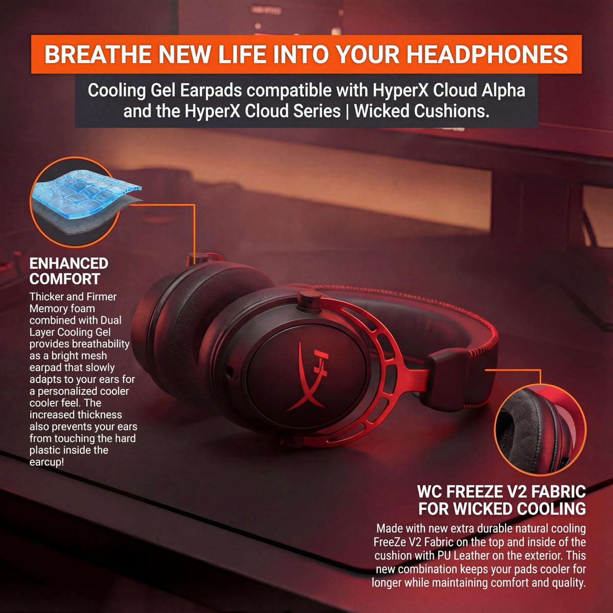 WC FreeZe V2 Cloud cooling fabric layer emphasizes long-lasting chill during marathon gaming