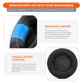 WC Freeze Virtuoso installed on Corsair headset showing improved comfort and seal