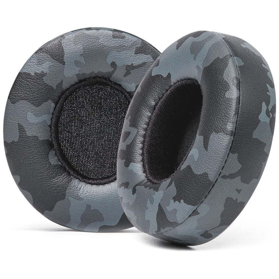 WC front view of black camo earpads showing fit and stylish look for easy upgrade
