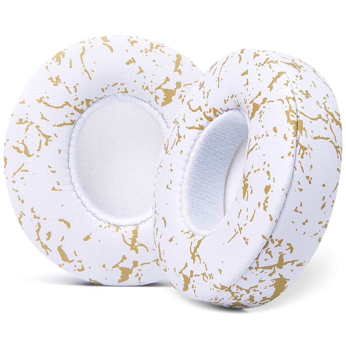 WC front view gold marble earpads showing elegant finish and comfort