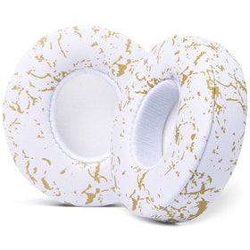 WC front view gold marble earpads showing elegant finish and comfort