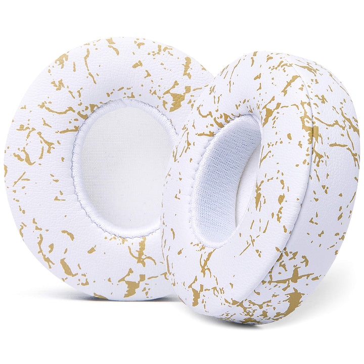 WC front view gold marble earpads showing elegant finish and comfort