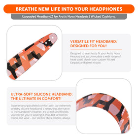 WC HeadbandZ Arctis Nova orange prism stitching detail emphasizes durability and secure attachment