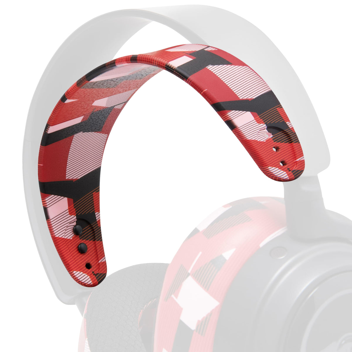 WC HeadbandZ Arctis Nova red prism front view shows durable silicone for comfort.