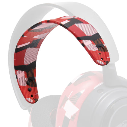 WC HeadbandZ Arctis Nova red prism front view shows durable silicone for comfort.