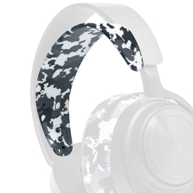 WC HeadbandZ Arctis Nova Snow Camo worn on head for secure, comfortable fit.