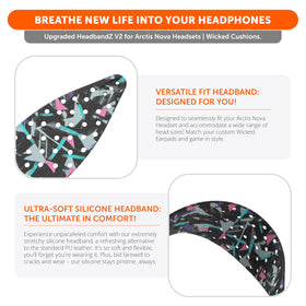 WC HeadbandZ Arctis Nova V2 close-up reveals durable silicone texture and flex.
