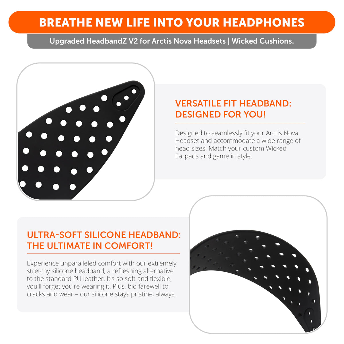 WC HeadbandZ Arctis Nova V2 easy installation replaces headband in minutes.