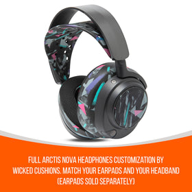 WC HeadbandZ Arctis Nova V2 in use with Arctis Nova headsets for even weight distribution.