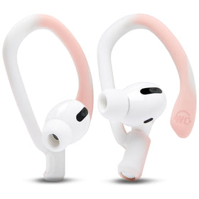 WC HookZ airpods over-ear hook in pink marble for secure fit during activity.