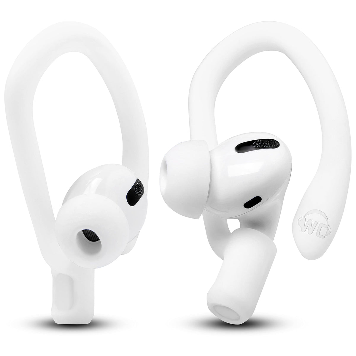 WC HookZ secure-fit over-ear hooks for AirPods during workouts.