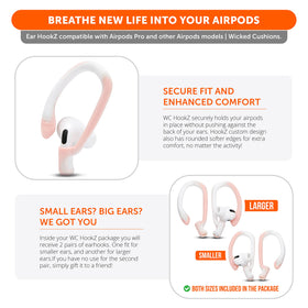 WC HookZ two-size pack included fits different ears and shapes.