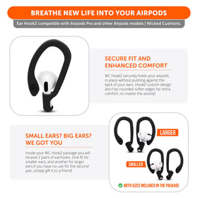 WC HookZ unique-left-right hooks provide tailored fit for each ear