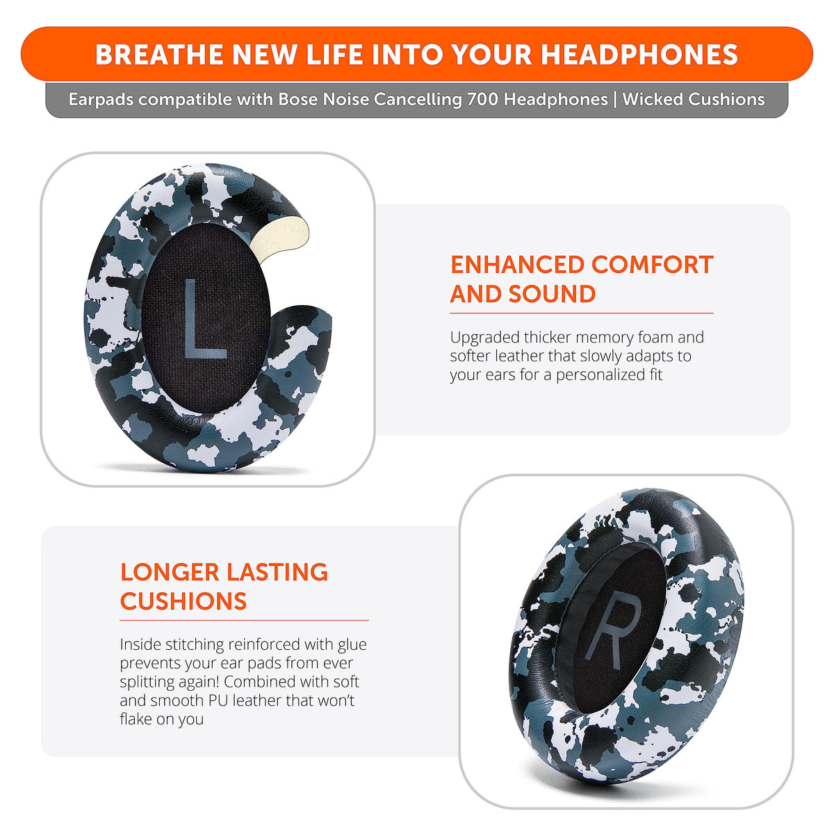 WC ear pads installed on Bose 700 showcasing improved seal and comfort