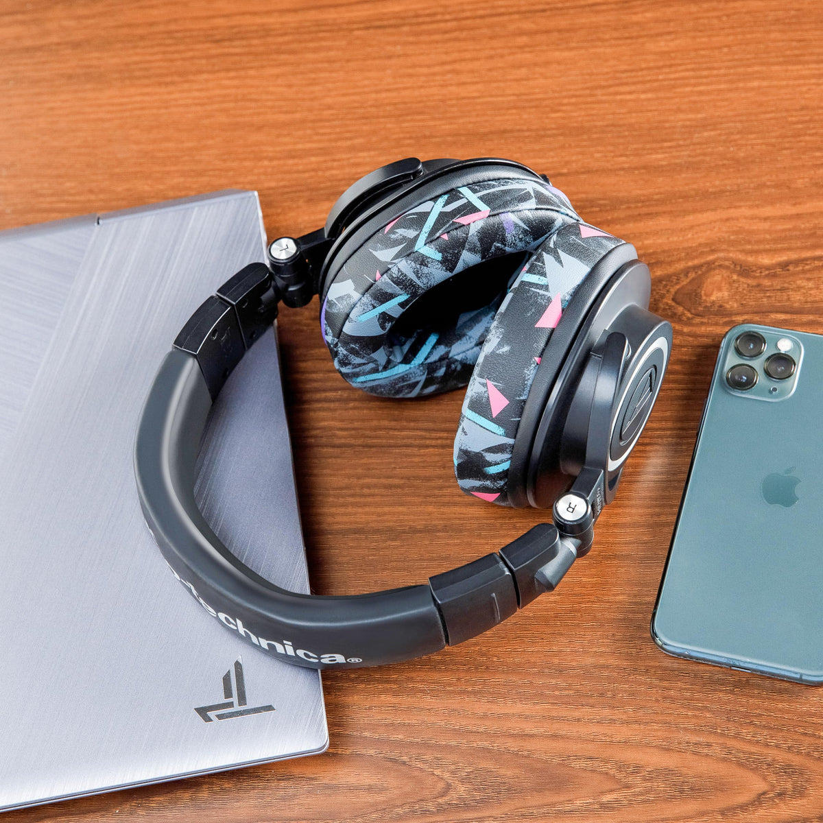 WC PadZ fitted on ATH M50X headphones, boosting comfort and seal for long use