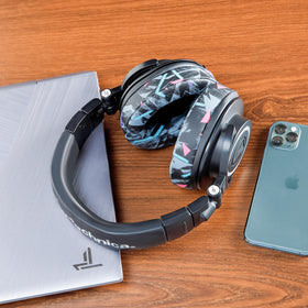 WC PadZ fitted on ATH M50X headphones, boosting comfort and seal for long use