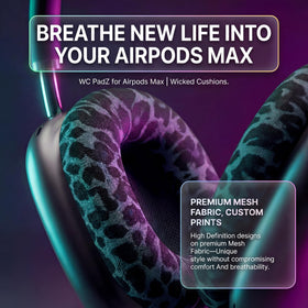 WC PadZ Max being installed on AirPods Max for quick tool-free swap benefit