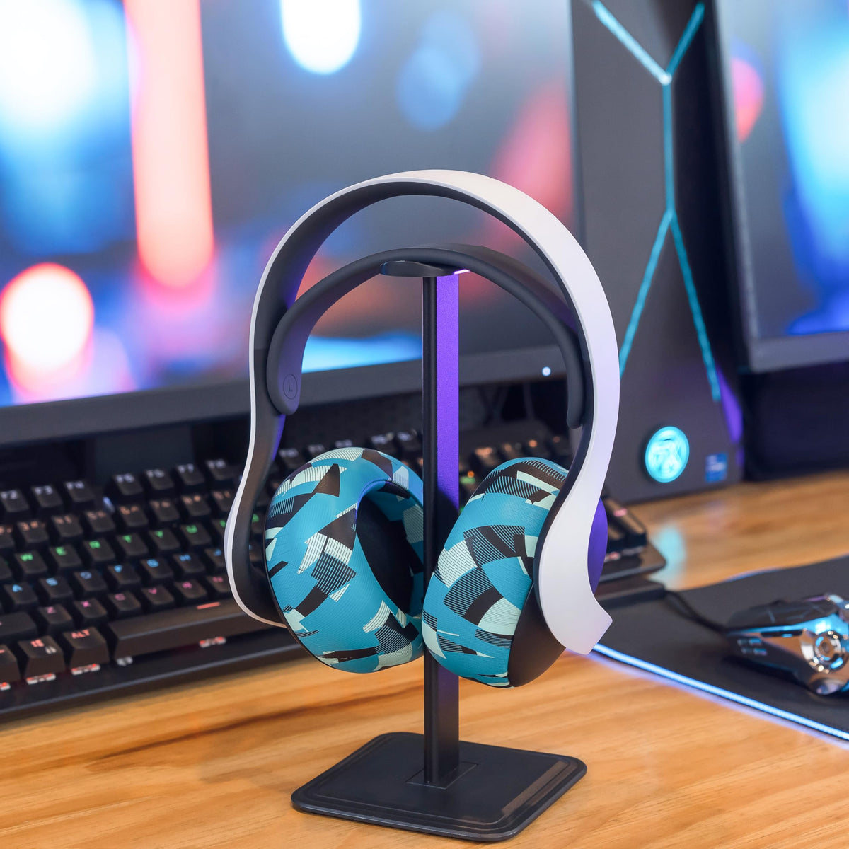 WC pads mounted on Pulse Elite headset side profile showing improved fit benefit