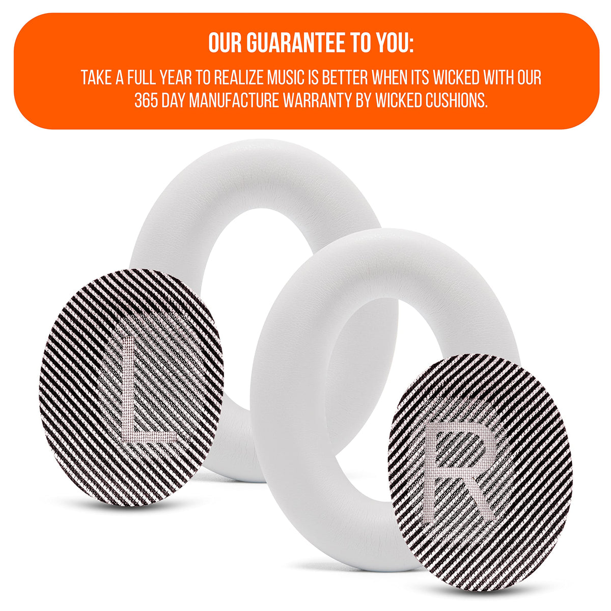 WC PadZ QC45 earpads comfort close-up showing increased thickness for extended listening.