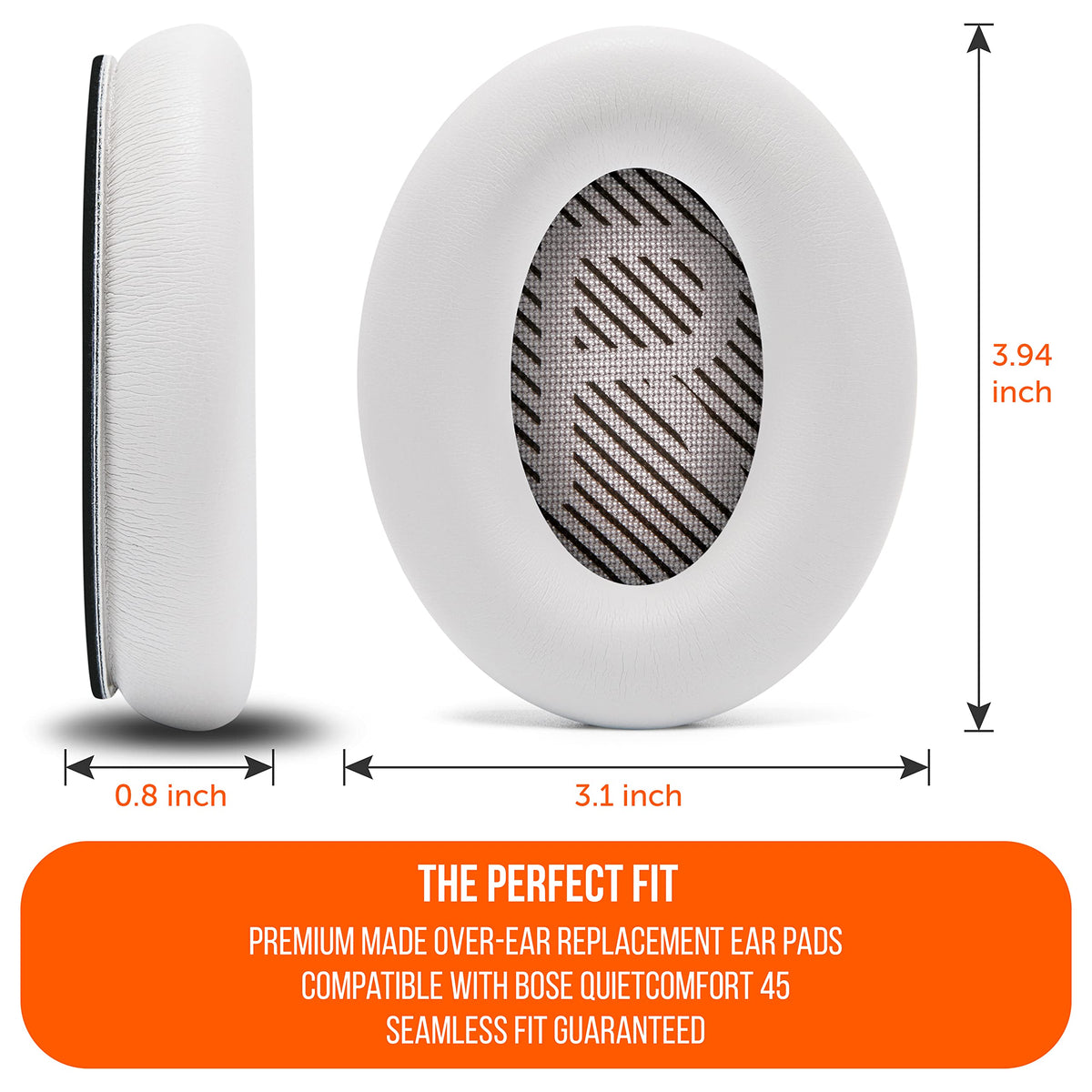 WC PadZ QC45 earpads noise-blocking close-up illustrating improved passive isolation.