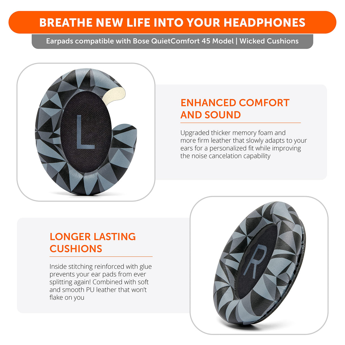 WC PadZ installed on Bose headphones demonstrating restored seal benefit