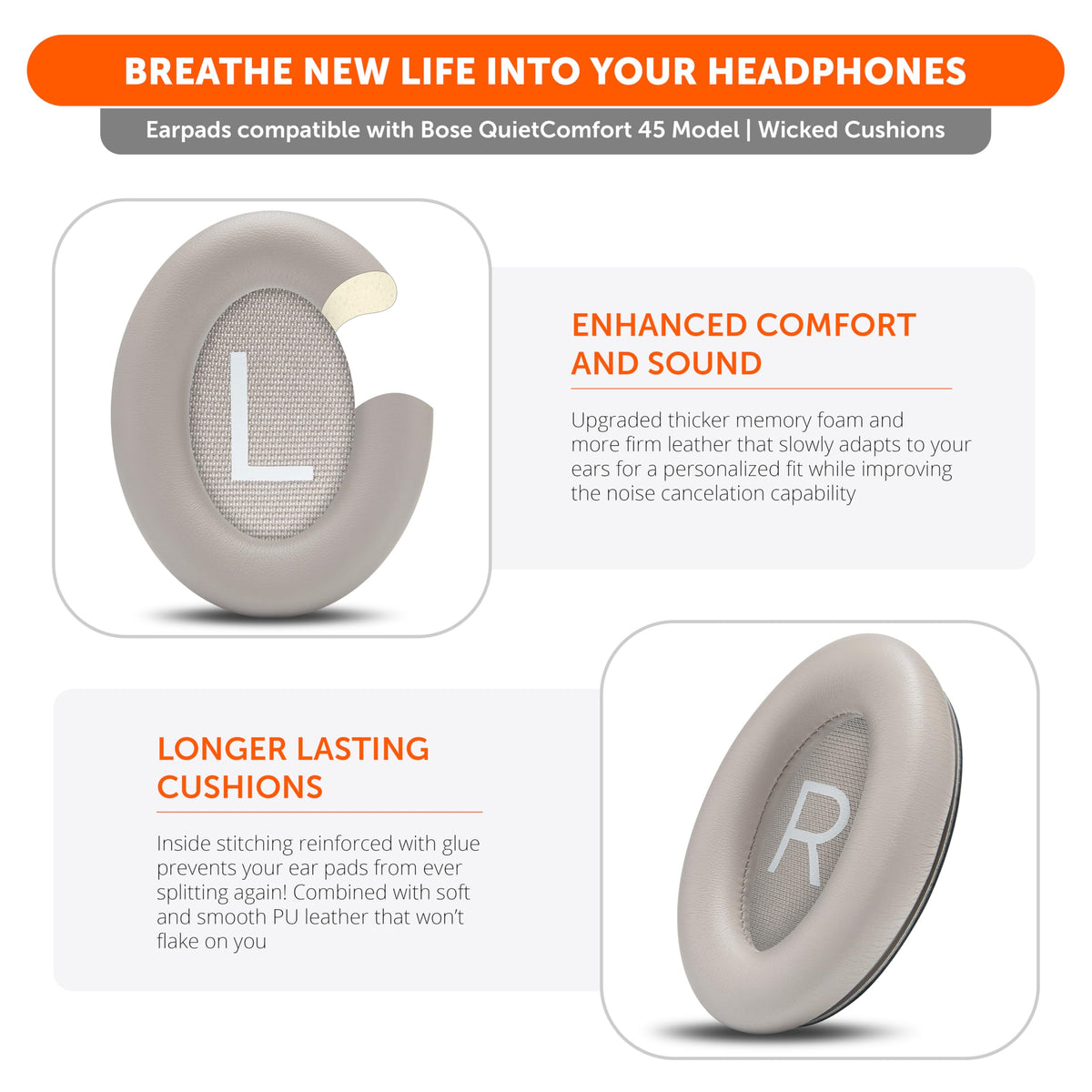 Memory foam thickness in WC PadZ QC45 earpads enhances comfort during long listening