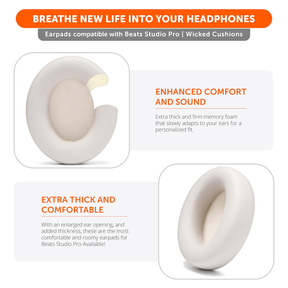 WC PadZ Studio Pro earpad with adhesive kit ensures secure fit.