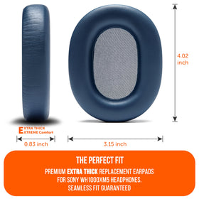 WC PadZ XM5 blue ear cushions fit Sony WH-1000XM5 snugly.