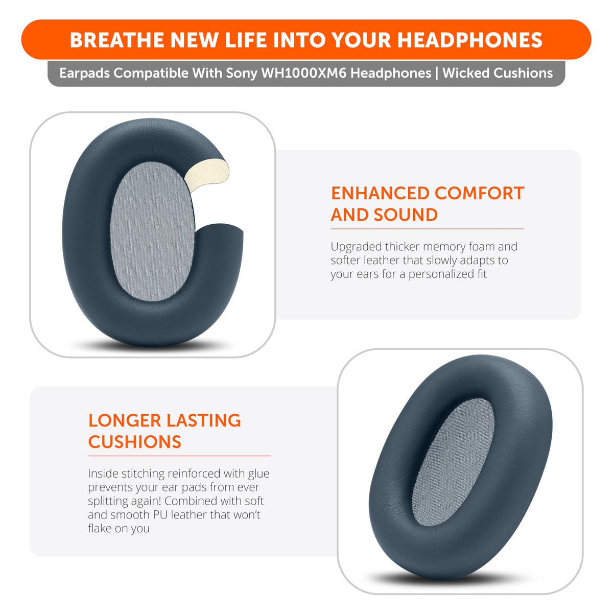 WC PadZ XM6 snug, sealed fit for immersive listening