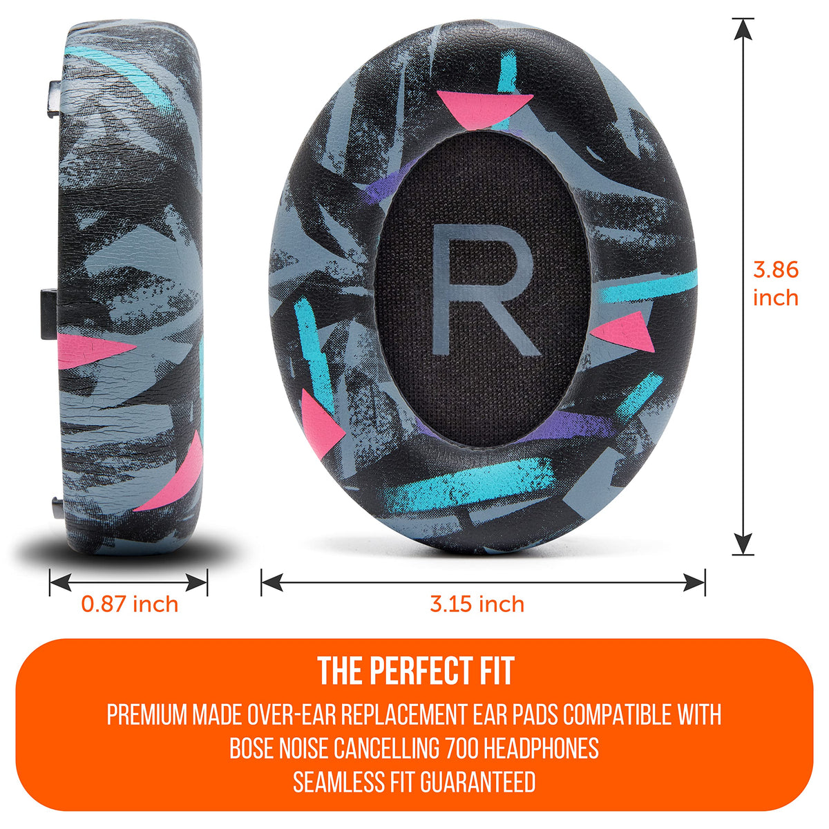WC reinforced seam stitching detail for stronger, longer-lasting pads