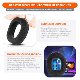 Tool-free installation guide image for WC StealthZ A50 earpads.