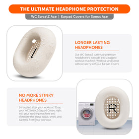 WC SweatZ Ace machine-washable earpad covers after workouts.