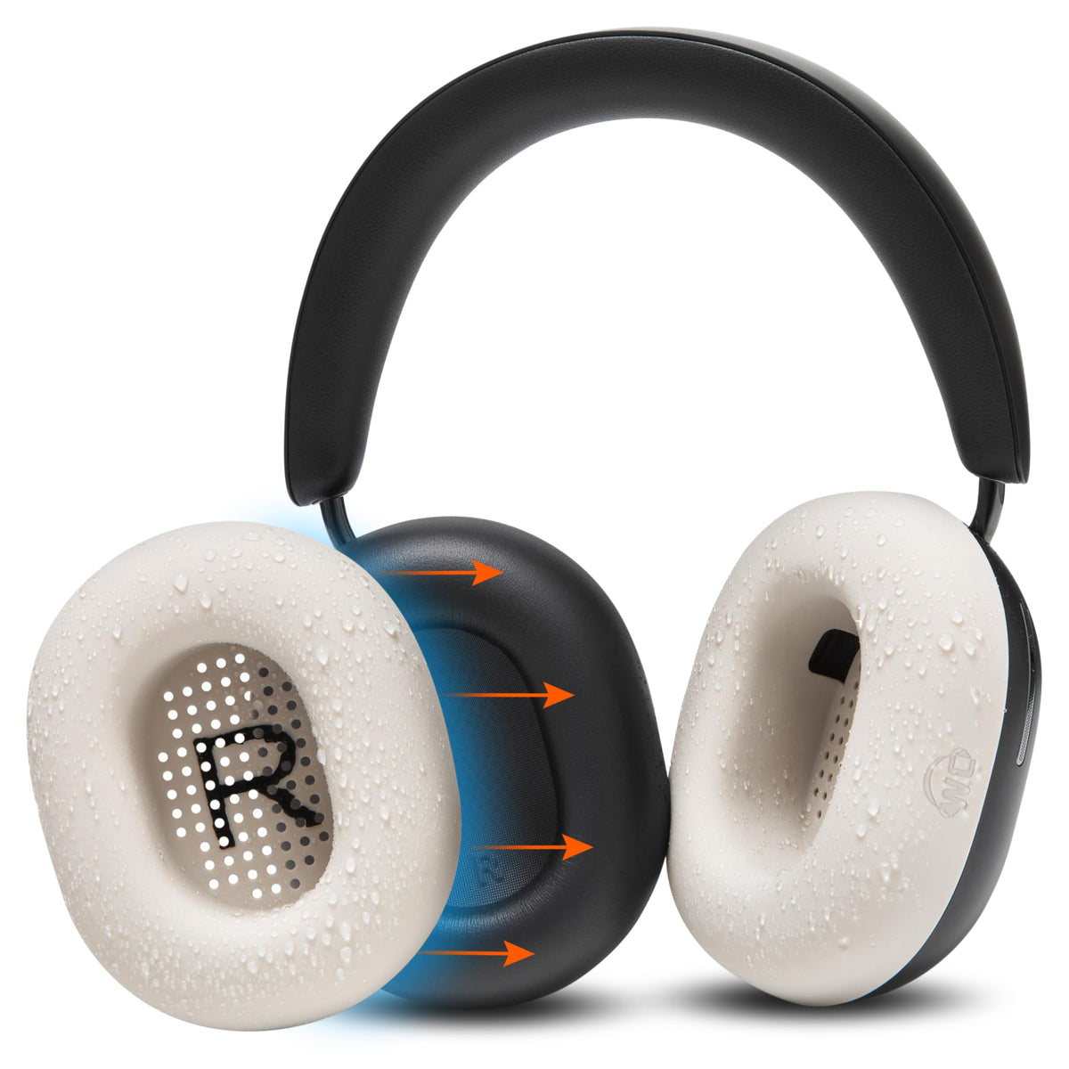 WC SweatZ Ace cover on Sonos Ace ear pads for enhanced sweat protection.
