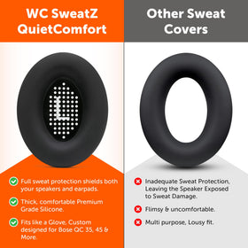 Bose QC35 earpad cover demonstrating complete earpad protection.