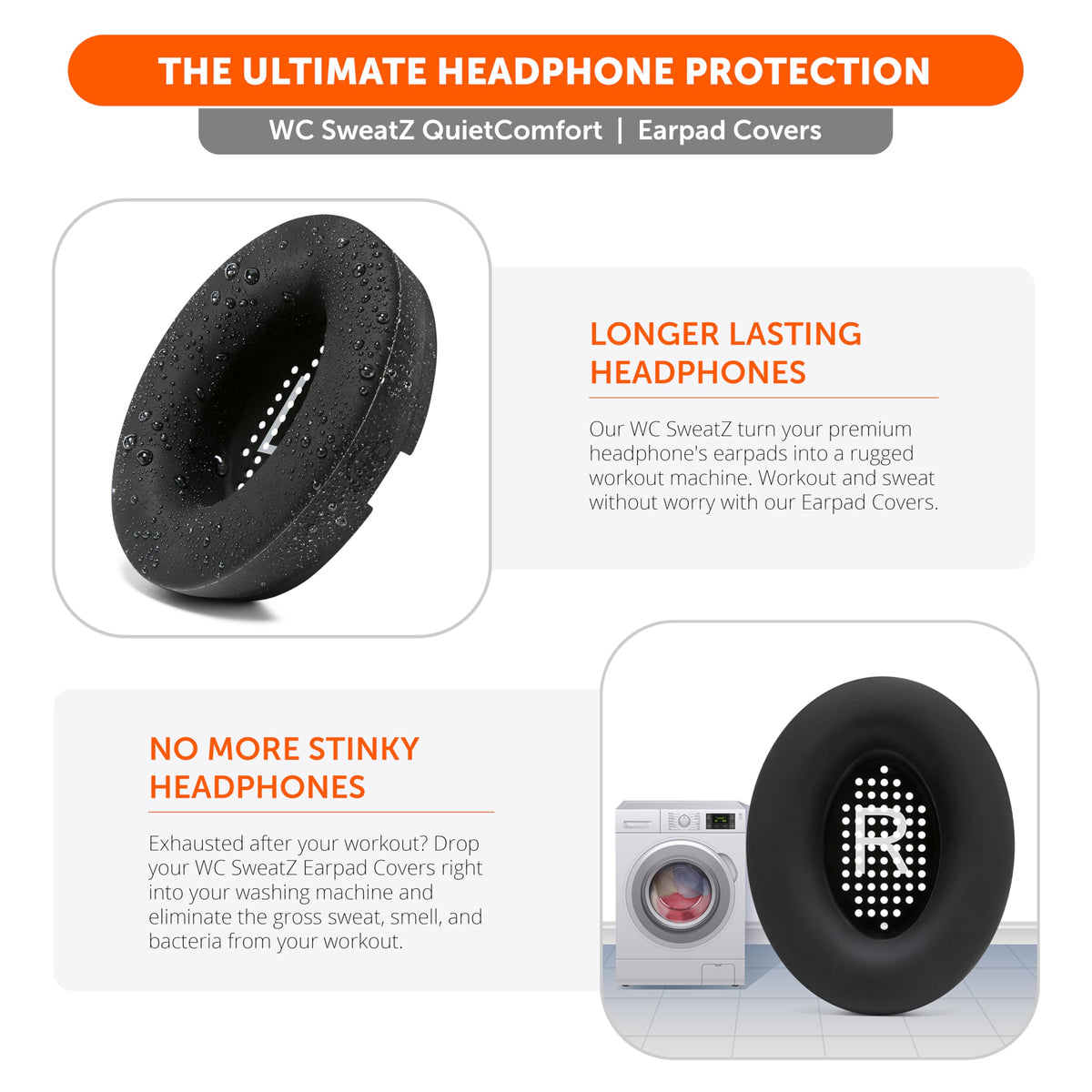 Durable silicone material providing rugged protection for earpads.
