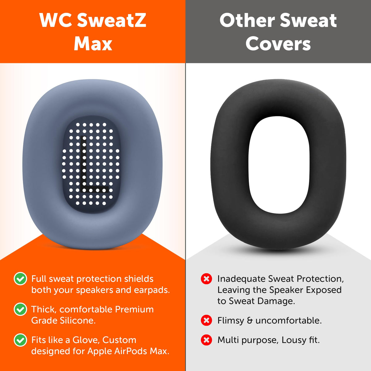 WC SweatZ Max blue machine-washable earpad cover for quick refresh