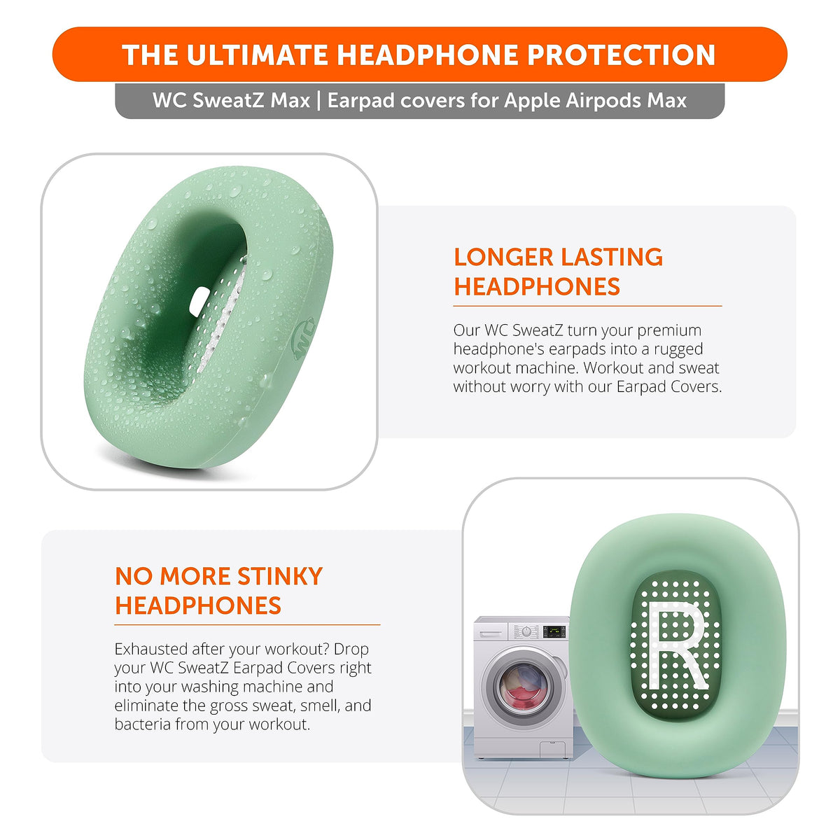 WC SweatZ Max covers entire earpad including insider drivers for full protection.