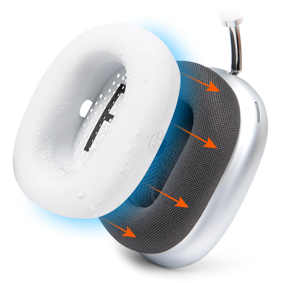 WC SweatZ Max silicone earpad cover on AirPods Max 1 protects from sweat and moisture.