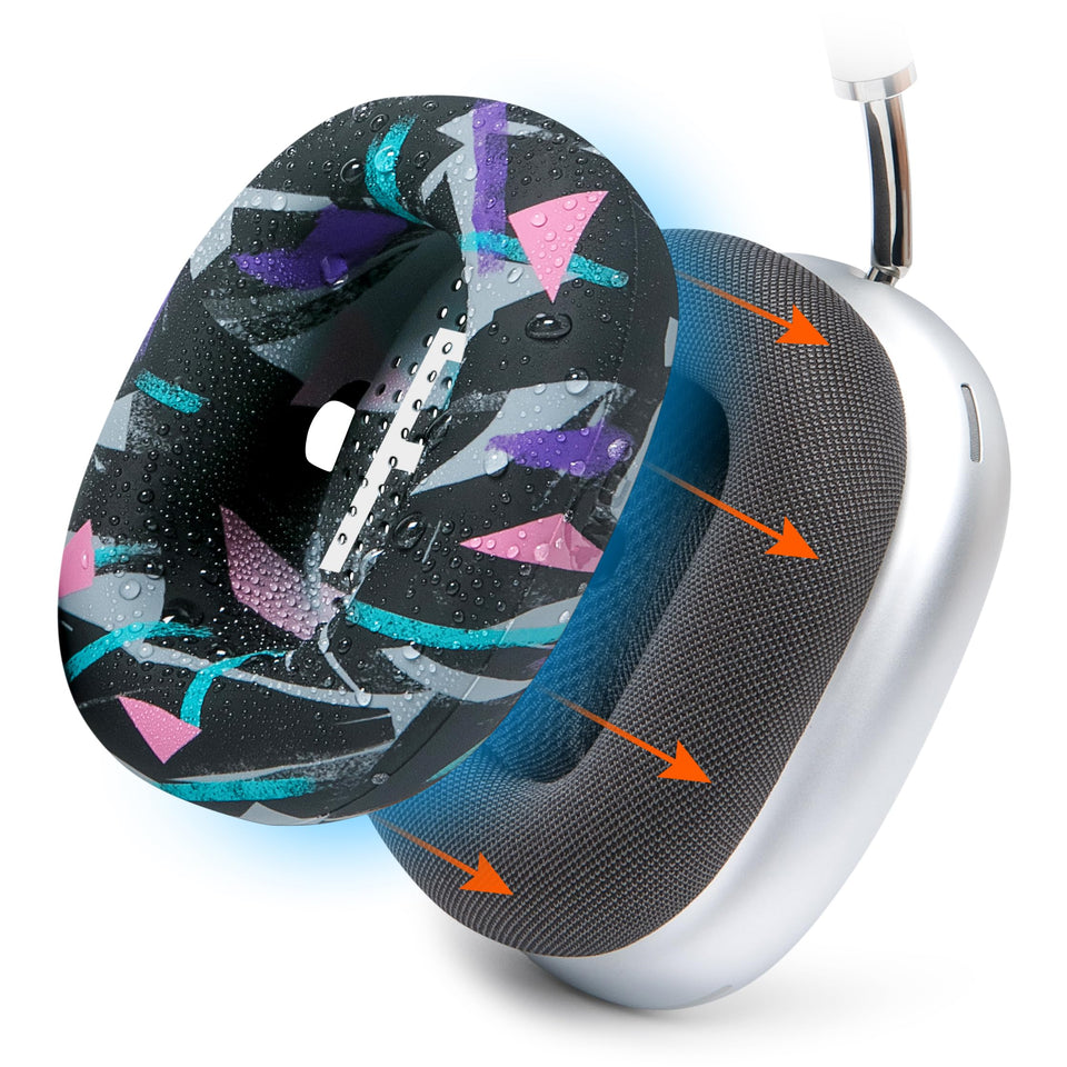 WC SweatZ Max silicone earpad cover on AirPods Max 1 protecting from sweat