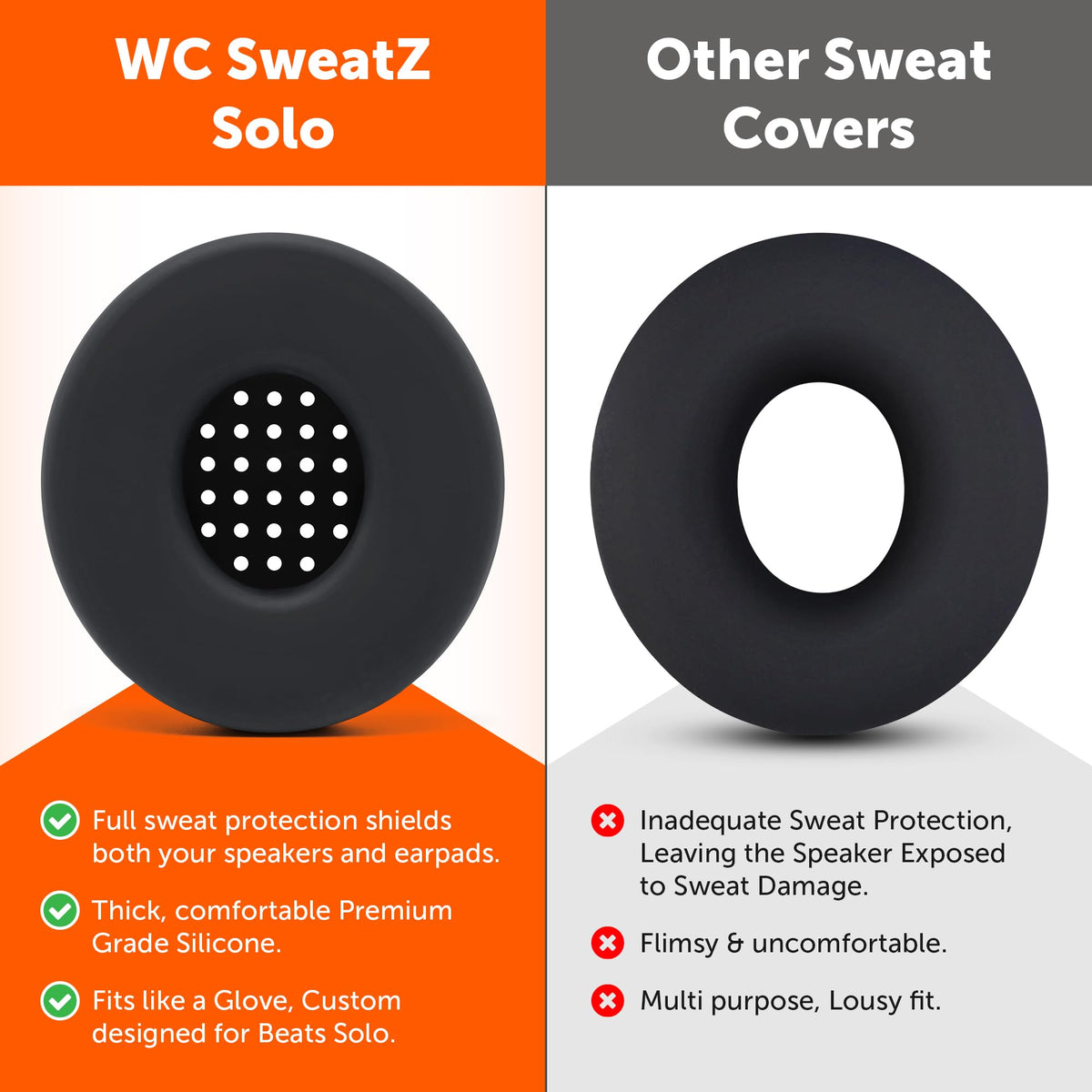 WC SweatZ Solo3 earpad cover fit demonstrates compatibility with Beats Solo series
