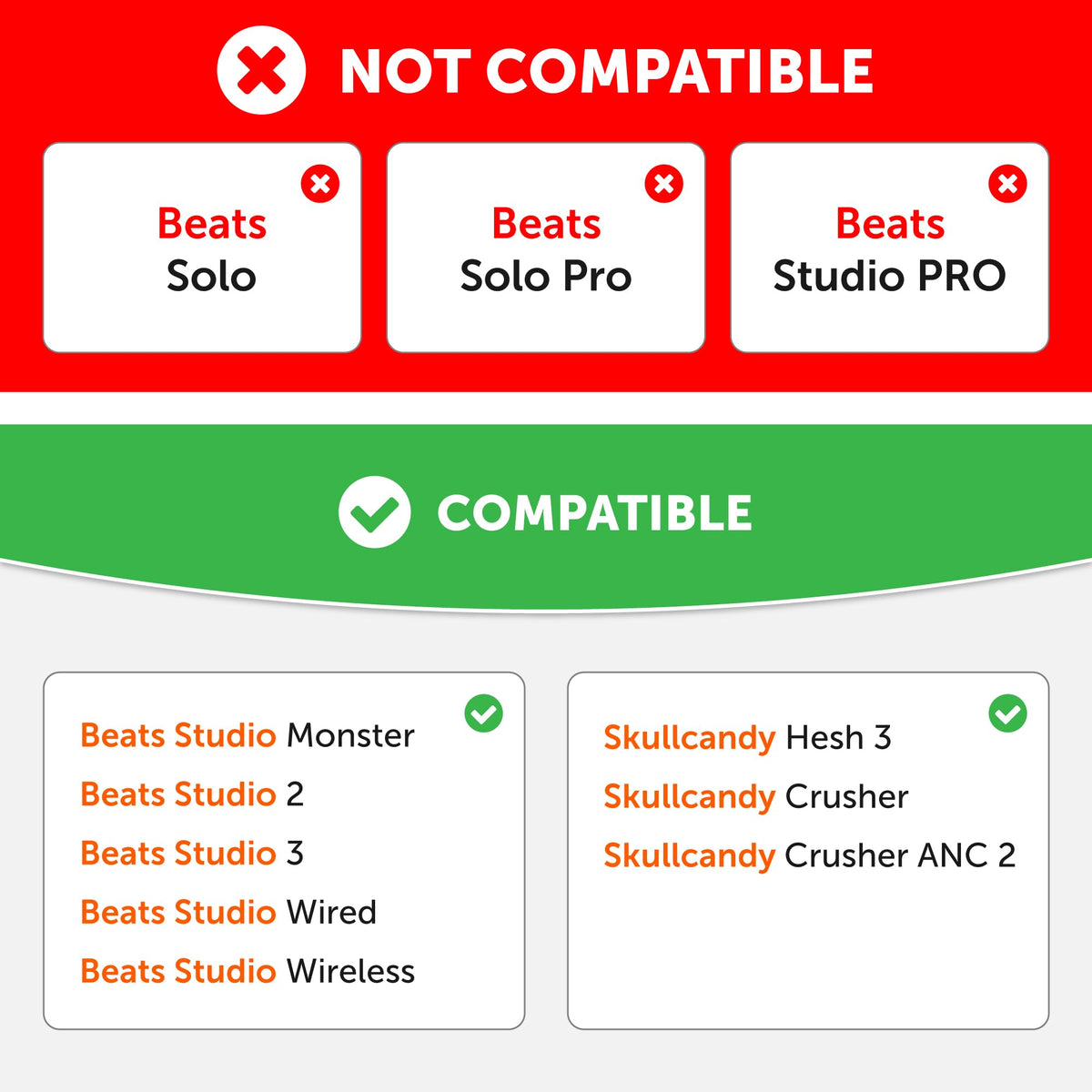 WC SweatZ Studio gold marble compatibility image shows fit on Beats Studio 3 and 2