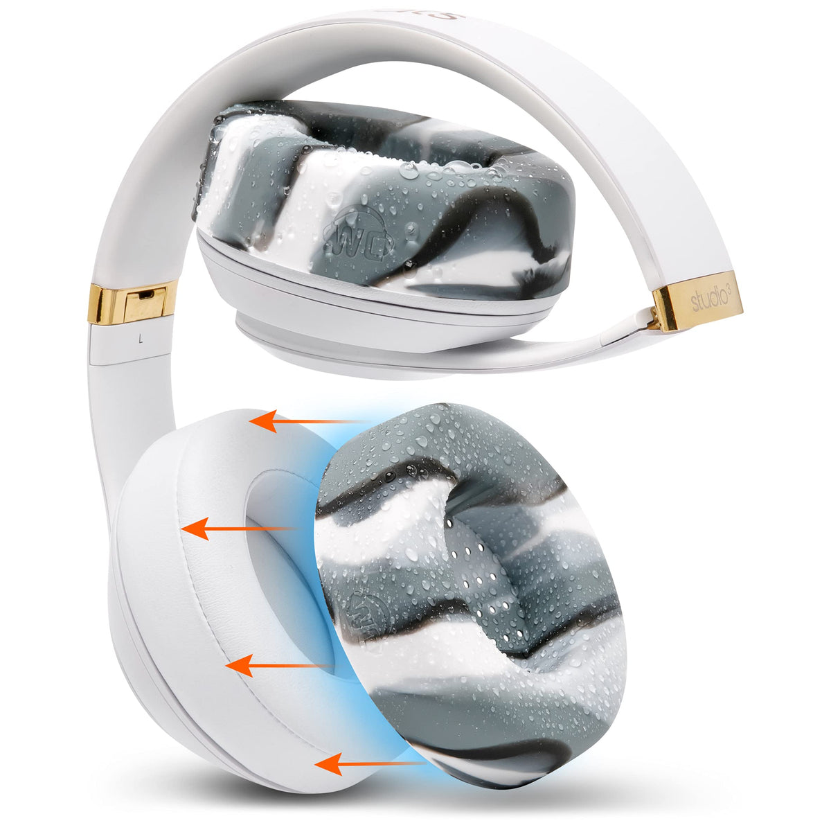 WC SweatZ Studio marble-coverage on Beats Studio 3 guards earpads from sweat during workouts