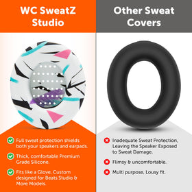 Close-up of WC SweatZ Studio silicone material showing flexible, slip-on design