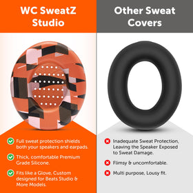 WC SweatZ Studio silicone cover showing full earpad protection including drivers.