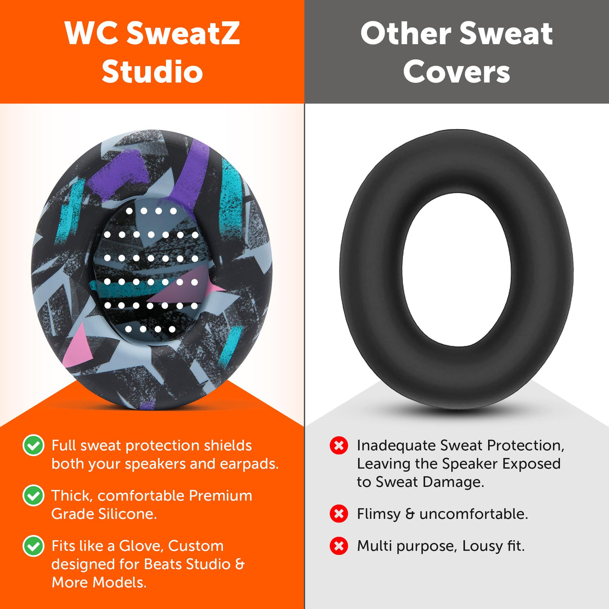 WC SweatZ Studio silicone wrap over Beats Studio 3 for quick, tool-free fit