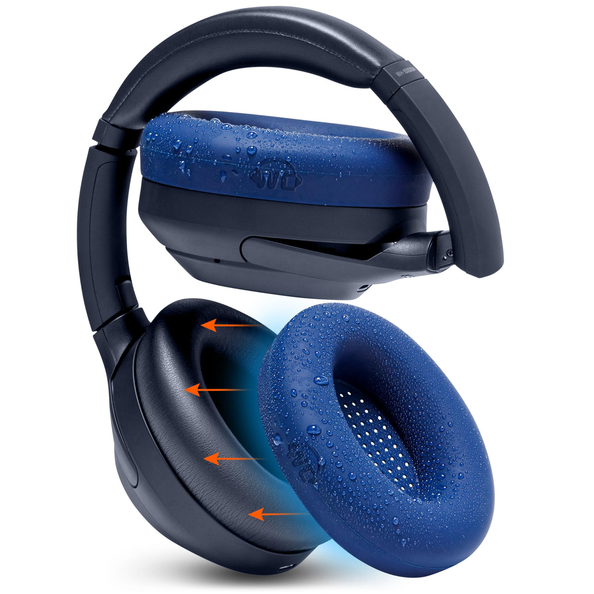 WC SweatZ XM4 silicone earpad cover on headphones provides sweat protection and easy cleanup.