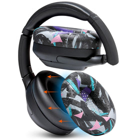 WC SweatZ XM4 silicone earpad cover on Sony WH-1000XM4 for sweat protection.