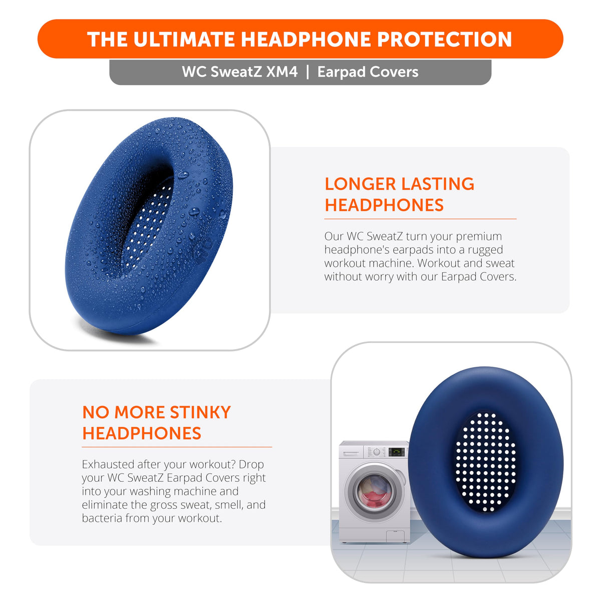 WC SweatZ XM4 covers are sweatproof and shield earpads during workouts.
